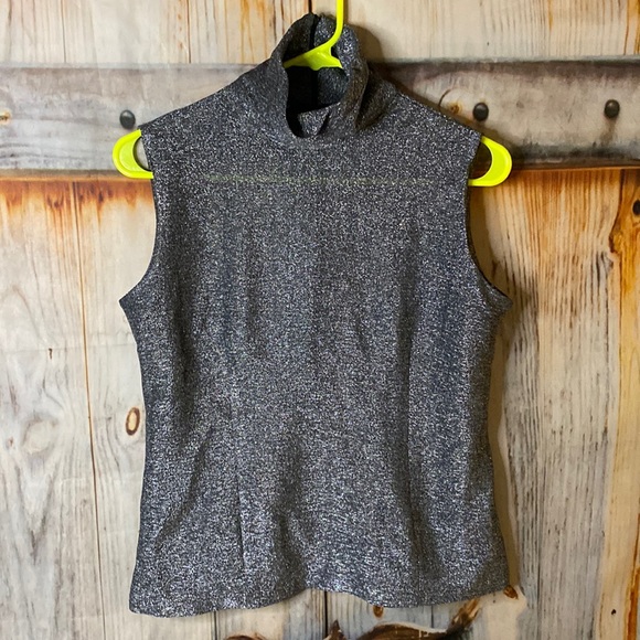 Tops - Vintage Lady Manhattan High Neck Sleeveless Silvery Blouse